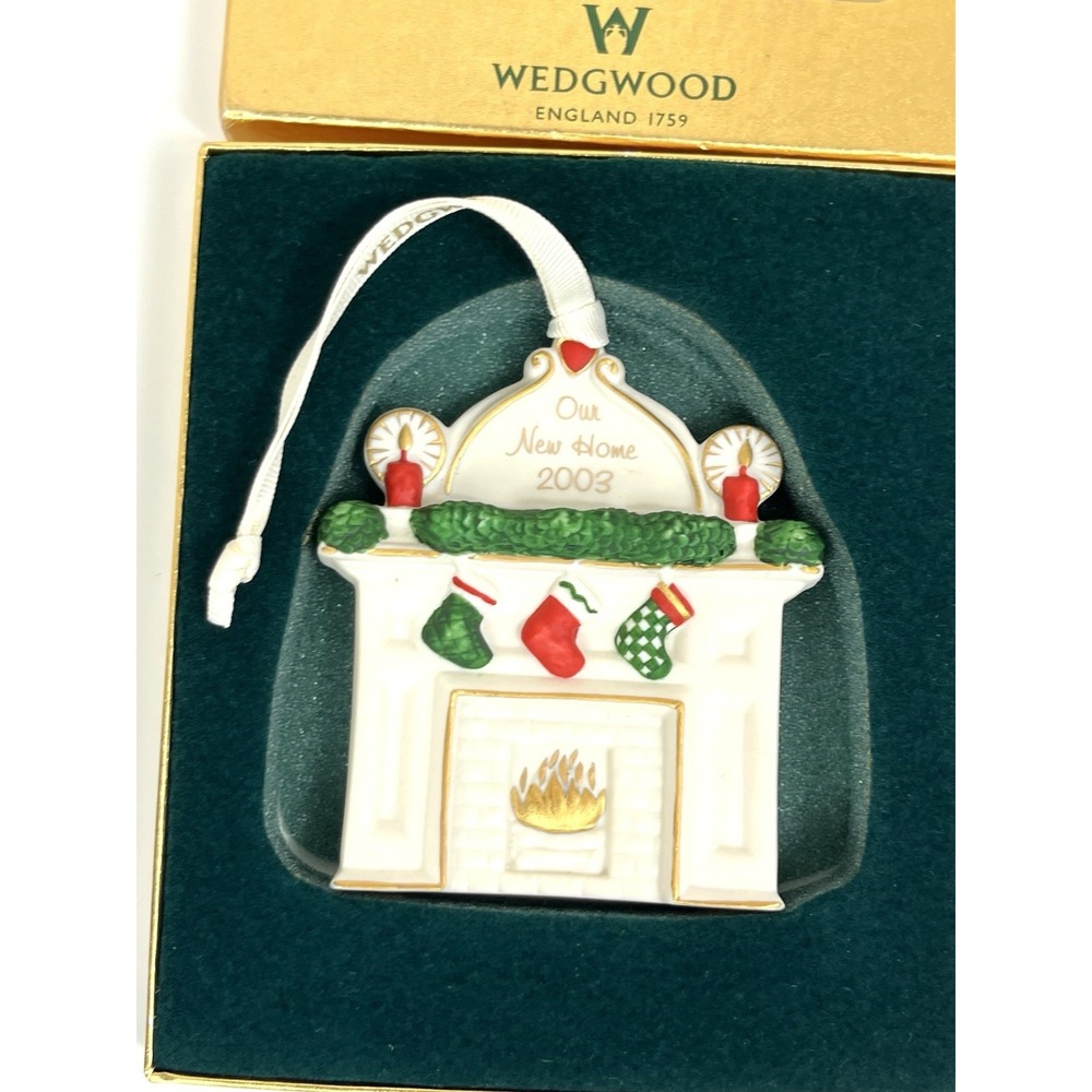 WEDGWOOD Porcelain 2003 Our New Home Christmas Ornament Fireplace NIB - Picture 2 of 11